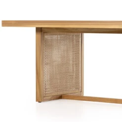 Merit Teak Wood & Woven Cane Outdoor Dining Table 90" -Famous Furniture Shop 229408 001 DET 7 25594.1655196388