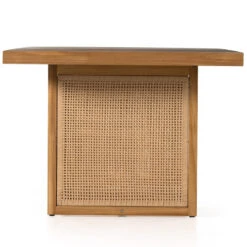 Merit Teak Wood & Woven Cane Outdoor Dining Table 90" -Famous Furniture Shop 229408 001 SID 1 85916.1655196394