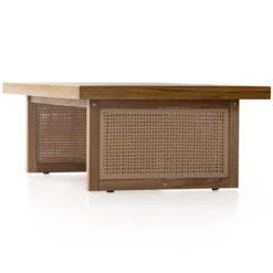 Merit Teak Wood & Woven Cane Outdoor Coffee Table 50" -Famous Furniture Shop 229412 001 DET 1 46888.1680107485