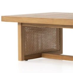 Merit Teak Wood & Woven Cane Outdoor Coffee Table 50" -Famous Furniture Shop 229412 001 DET 6 17589.1680107491