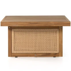 Merit Teak Wood & Woven Cane Outdoor Coffee Table 50" -Famous Furniture Shop 229412 001 SID 1 40735.1680107486
