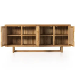 Merit Teak Wood & Woven Cane Outdoor Sideboard 72" -Famous Furniture Shop 229414 001 OPN 1 08734.1680107559