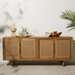 Merit Teak Wood & Woven Cane Outdoor Sideboard 72" -Famous Furniture Shop 229414 001 VIG 1 16013.1680107558