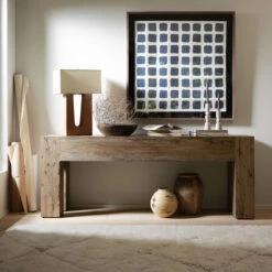 Abaso Rustic Oak Large Console Table 86" -Famous Furniture Shop 229656 002 ROM 1 30759.1683995200