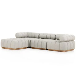 Roma Outdoor Faye Ash 3 Piece Sectional With Ottoman