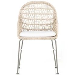 Bandera Vintage White Finish White Cushion Outdoor Woven Dining Chair -Famous Furniture Shop 230094 001 FRT 1 08977.1622859233