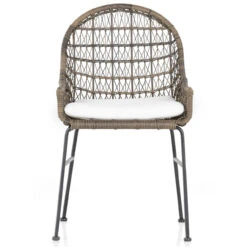 Bandera Distressed Grey Finish White Cushion Outdoor Woven Dining Chair -Famous Furniture Shop 230094 002 FRT 1 81726.1622857780