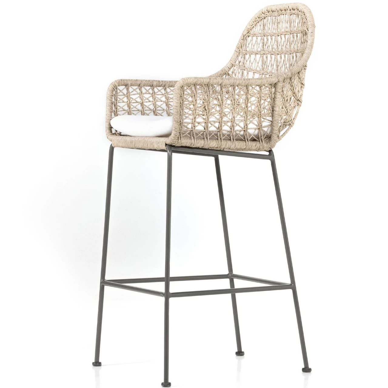 Bandera Vintage White Finish White Cushion Bar Stool 6 Bandera Vintage White Finish White Cushion Bar Stool - Image 4