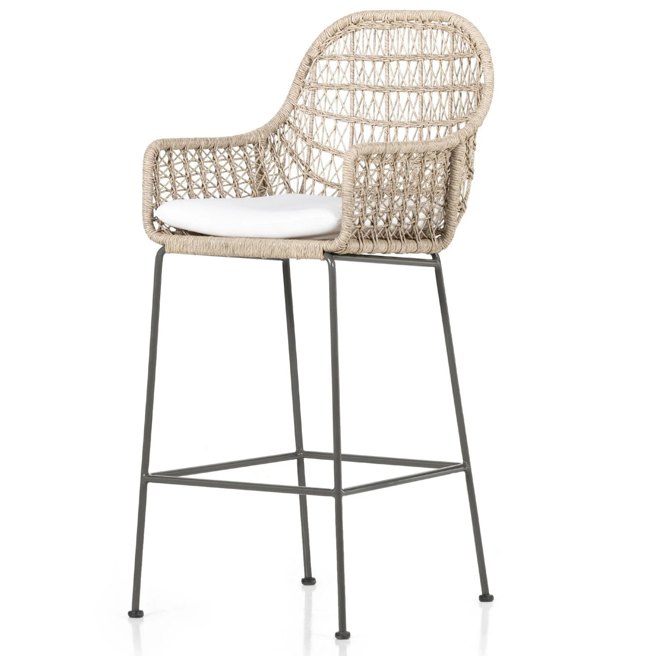 Bandera Vintage White Finish White Cushion Bar Stool 3 Bandera Vintage White Finish White Cushion Bar Stool