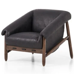 Reggie Heirloom Black Leather Chair