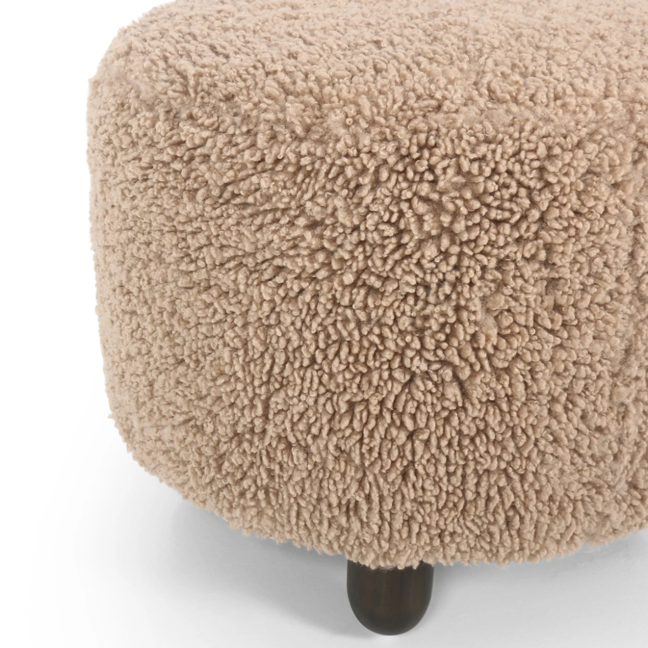 Aniston Tan Mongolian Shearling Round Ottoman 22" 5 Aniston Tan Mongolian Shearling Round Ottoman 22" - Image 3