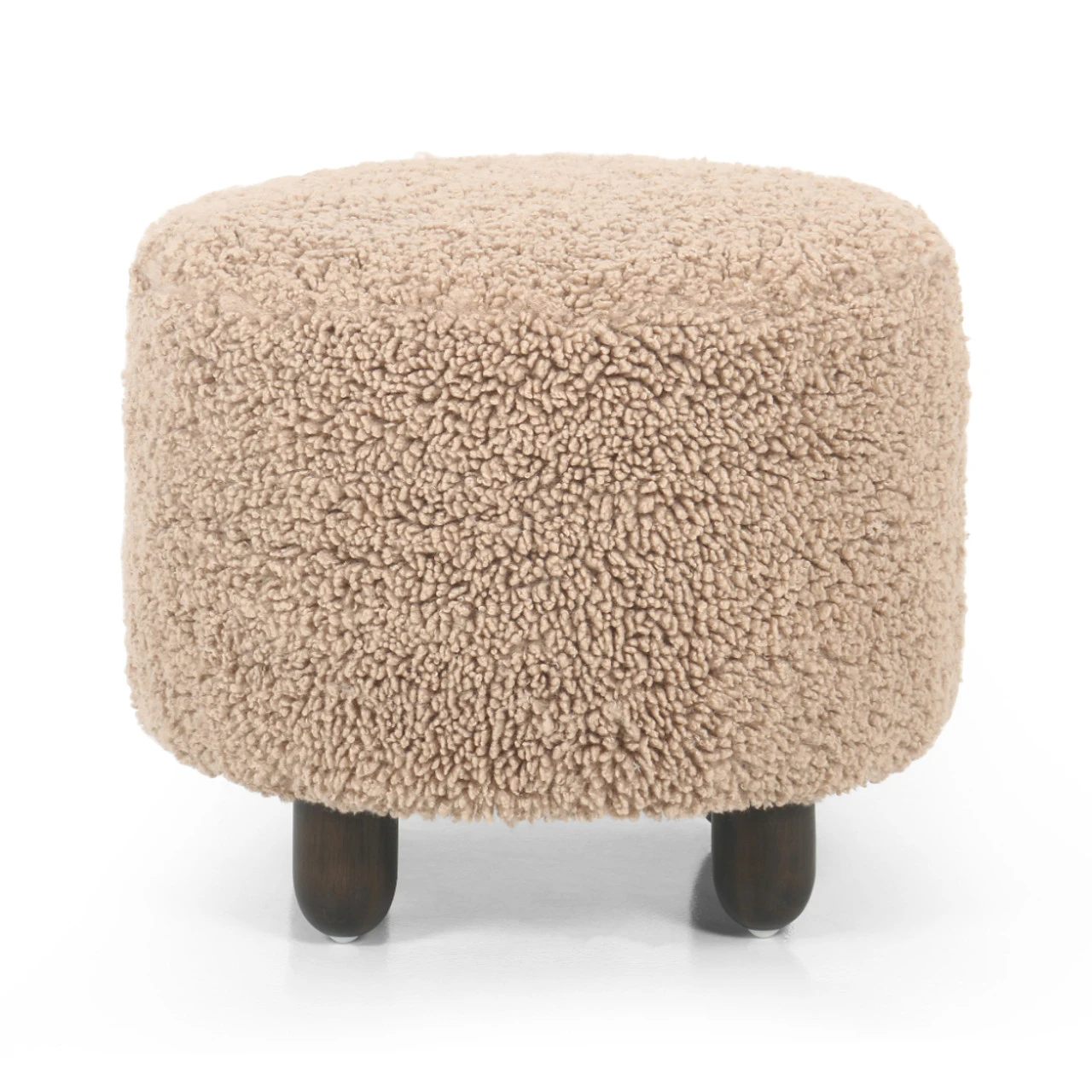 Aniston Tan Mongolian Shearling Round Ottoman 22" 3 Aniston Tan Mongolian Shearling Round Ottoman 22"