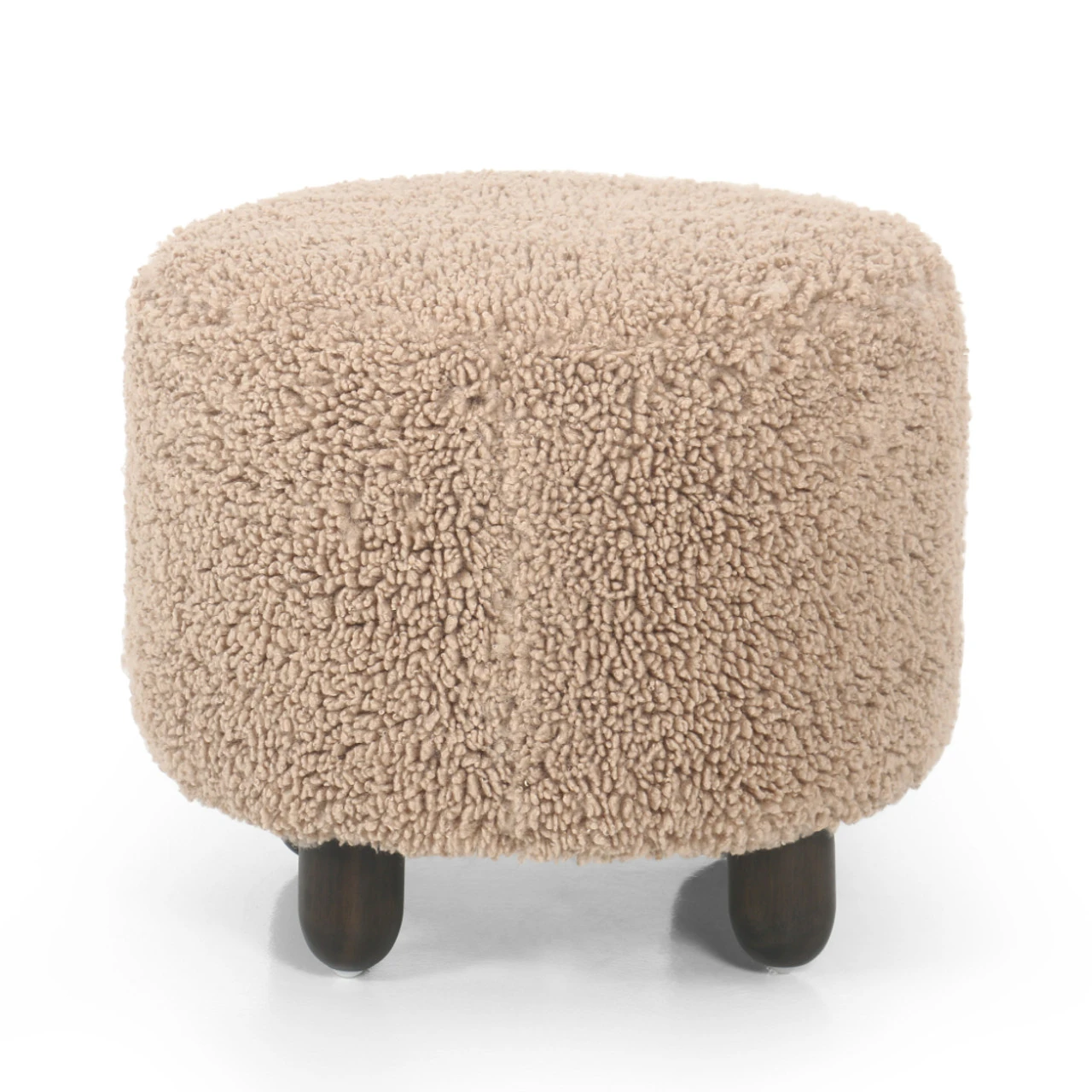 Aniston Tan Mongolian Shearling Round Ottoman 22" 4 Aniston Tan Mongolian Shearling Round Ottoman 22" - Image 2