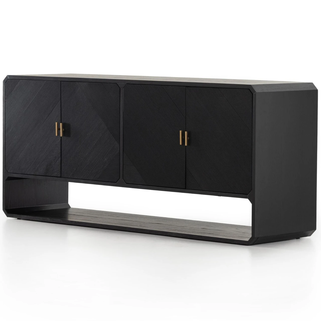 Caspian Black Ash Veneer 4-Door Sideboard 3 Caspian Black Ash Veneer 4-Door Sideboard