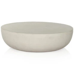 Basil Matte White Round Outdoor Coffee Table 48"