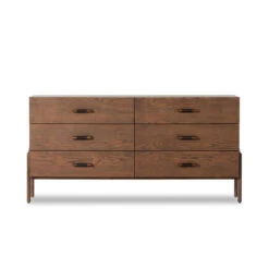Halston Brown Ash Wood 6 Drawers Dresser 65" -Famous Furniture Shop 232428 001 FRT 1 48668.1683592995