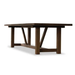 Stewart Brown Teak Wood Outdoor Trestle Dining Table 118" -Famous Furniture Shop 233366 001 DET 1 69462.1680120029