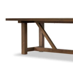 Stewart Brown Teak Wood Outdoor Trestle Dining Table 118" -Famous Furniture Shop 233366 001 DET 4 09030.1680120027