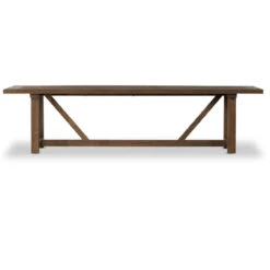Stewart Brown Teak Wood Outdoor Trestle Dining Table 118" -Famous Furniture Shop 233366 001 FRT 1 82683.1680120025