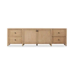 Gaines Aged Light Pine Media Console 92" -Famous Furniture Shop 233546 002 FRT 1 67956.1686856709