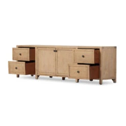 Gaines Aged Light Pine Media Console 92" -Famous Furniture Shop 233546 002 OPN 1 67460.1686856712