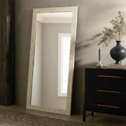 Loredo White Bone Floor Mirror 72"