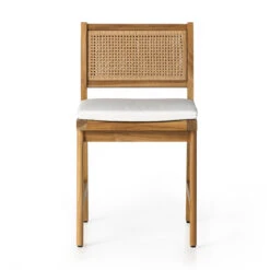 Merit Teak Wood & Woven Cane Outdoor Dining Chair With Cushion -Famous Furniture Shop 234354 001 FRT 1 51814.1680108303