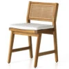 Merit Teak Wood & Woven Cane Outdoor Dining Chair With Cushion