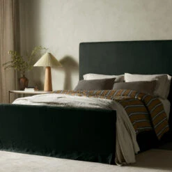 Daphne Black Belgian Linen Slipcovered Queen Bed -Famous Furniture Shop 234702 008 ESS 1 95406.1690560579