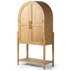 Tolle Drifted Solid Oak Arched Bar Cabinet
