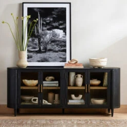 Tolle Black Drifted Oak 4 Glass Door Sideboard 82" -Famous Furniture Shop 234883 001 ESS 1 76300.1683228249