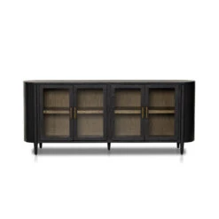 Tolle Black Drifted Oak 4 Glass Door Sideboard 82" -Famous Furniture Shop 234883 001 FRT 1 1 08430.1683228255