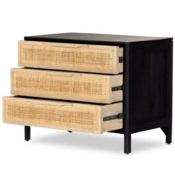 Sydney Black Wash Mango Woven Cane Large Nightstands -Famous Furniture Shop 234927 002 OPN 1 20790.1712326096
