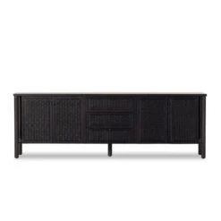 Veta Black Woven Cane Media Console 82" -Famous Furniture Shop 235849 002 FRT 1 42025.1684419255