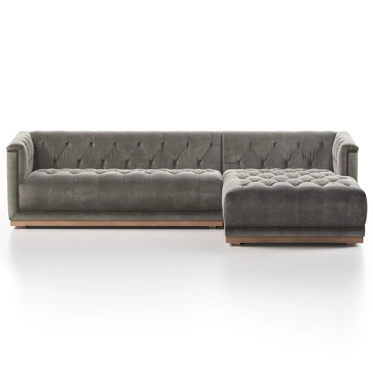 Maxx Rustic Grey Upholstered Velvet Sectional RAF 109" 5 Maxx Rustic Grey Upholstered Velvet Sectional RAF 109" - Image 3