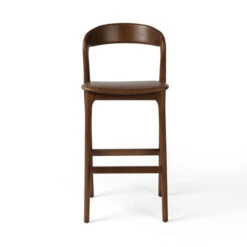 Amare Brown Leather Seat Solid Wood Bar Stool -Famous Furniture Shop 236401 003 FRT 1 04192.1689959524