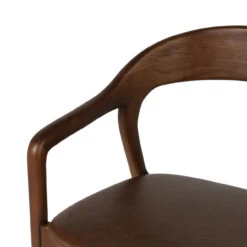 Amare Brown Leather Seat Solid Wood Dining Arm Chair -Famous Furniture Shop 236452 003 DET 2 41080.1689957916