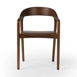 Amare Brown Leather Seat Solid Wood Dining Arm Chair -Famous Furniture Shop 236452 003 FRT 1 14690.1689957912