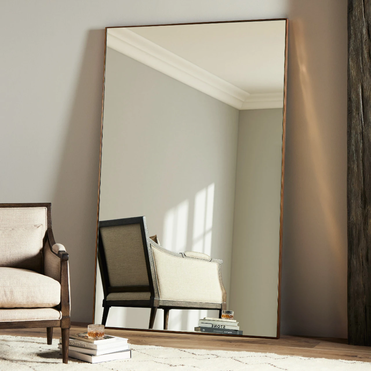 Georgina Polished Brass Rectangle Floor Mirror 80" 3 Georgina Polished Brass Rectangle Floor Mirror 80"
