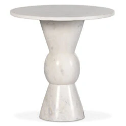 Fox White Marble Round End Table