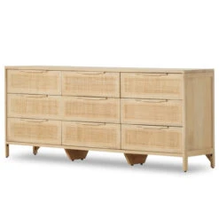 Sydney Woven Cane 9 Drawers Dresser 86"