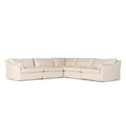 Delray Oatmeal Upholstered 5-PC Slipcover Corner Sectional