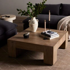 Abaso Rustic Oak 40" Square Coffee Table -Famous Furniture Shop 239394 001 ESS 1 60211.1684347245