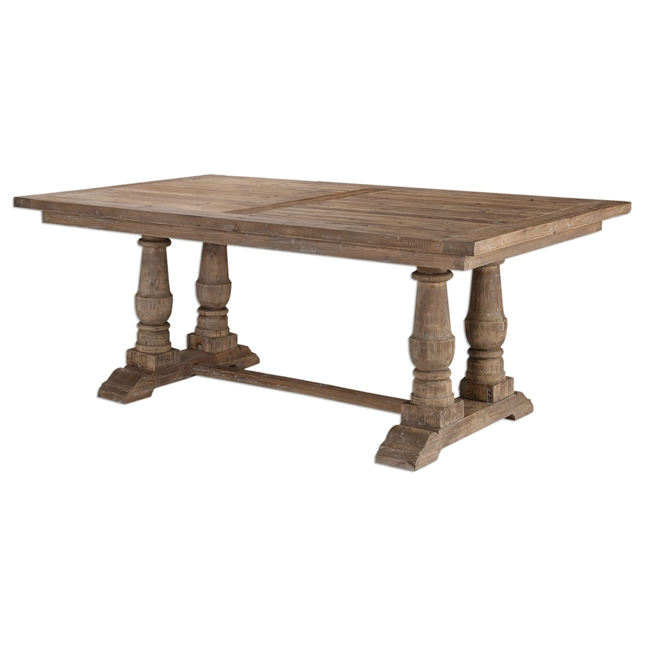Salvaged Wood Double Trestle Dining Table 76" 3 Salvaged Wood Double Trestle Dining Table 76"