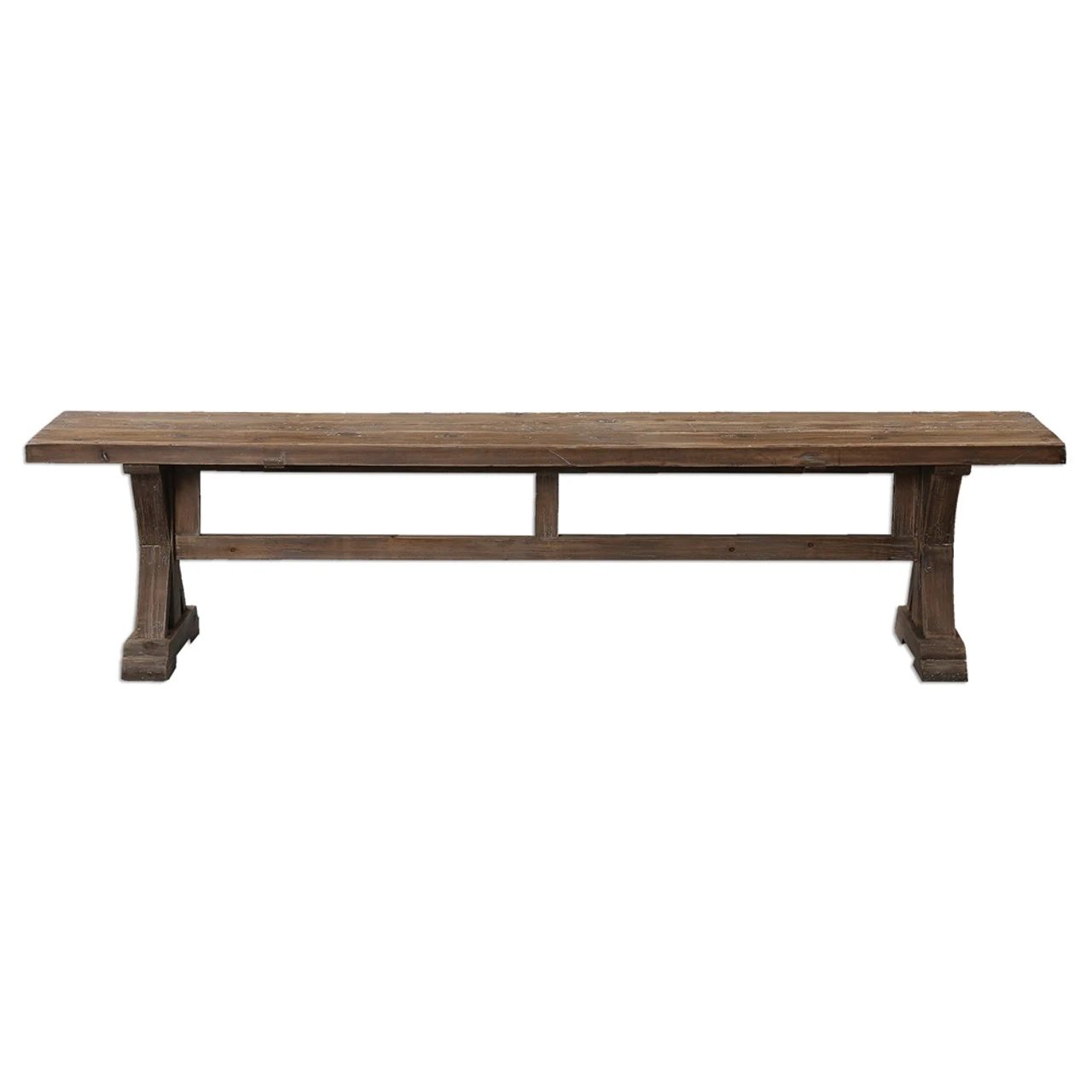 Salvaged Wood Trestle Dining Bench 76" 5 Salvaged Wood Trestle Dining Bench 76" - Image 3