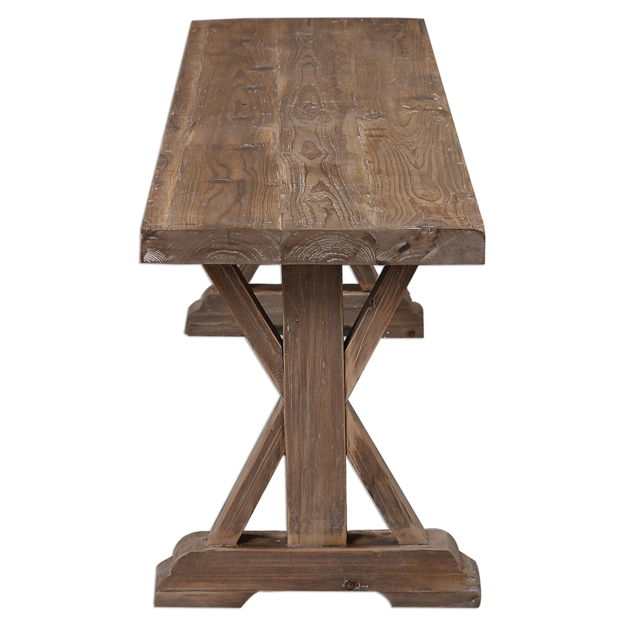 Salvaged Wood Trestle Dining Bench 76" 6 Salvaged Wood Trestle Dining Bench 76" - Image 4