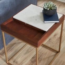 Serene 22" White Marble Side Table Walnut -Famous Furniture Shop 25D61A39 3558 4D88 B408 C5229F36243F 1 201 a 23297.1715368113