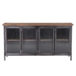 Bern 69" Glass Cabinet Smoked Acacia