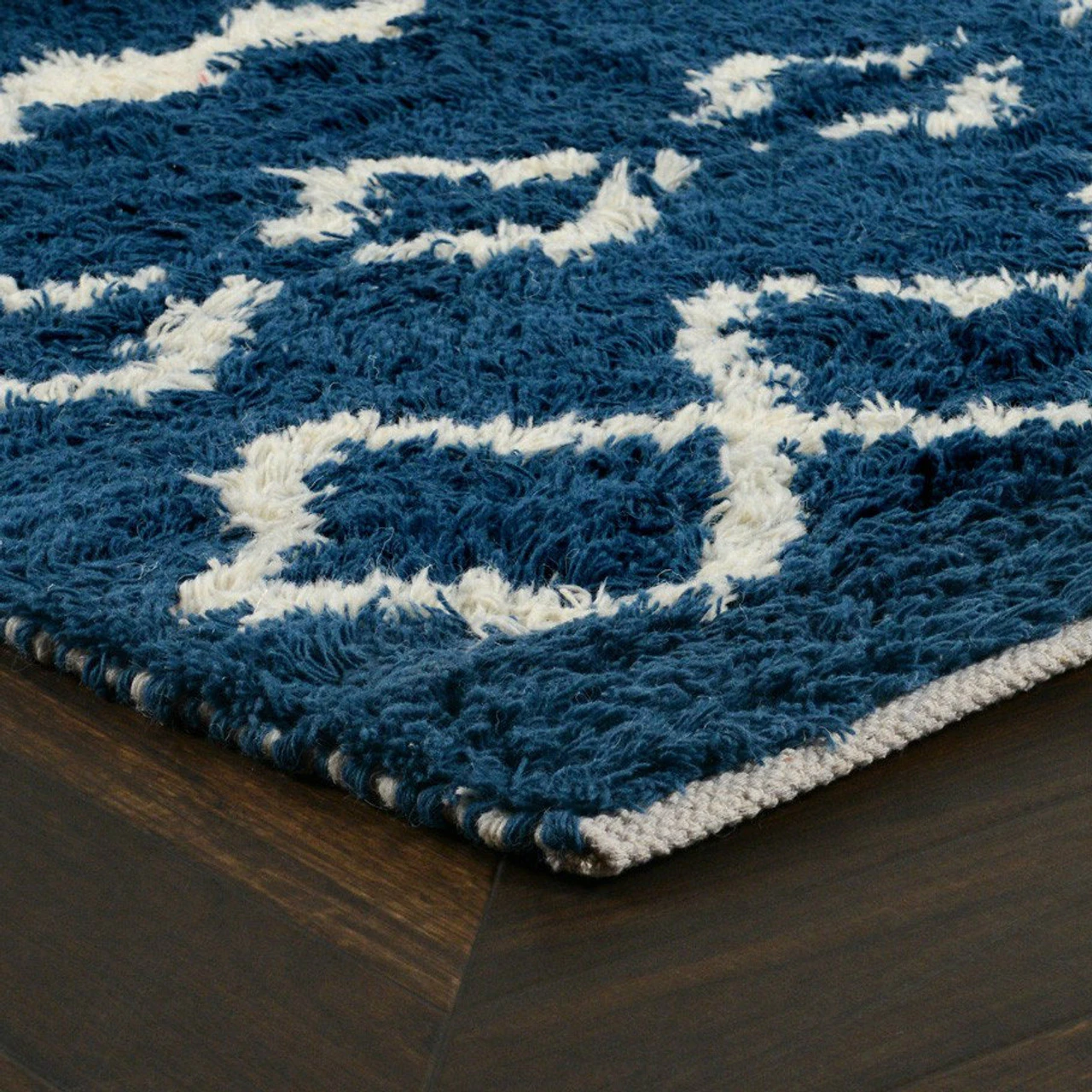 Bohemian Prussian Blue Shag Area Rugs 4 Bohemian Prussian Blue Shag Area Rugs - Image 2