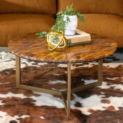 Calico Coffee Table In Tiger Eye With Iron Base 36" -Famous Furniture Shop 3151769D 52BE 4DA4 A99B 3D9447A2ACFB 1 201 a 44216.1715968278